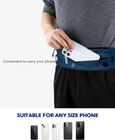 WATERFLY Running Belt Fanny Pack: Runner Marathon Jogging Waist Pack Sport Workout Exercise Fitness Phone Holder Belt for Men Women Jogger Slim Waist Bag Black in Saudi Arabia
