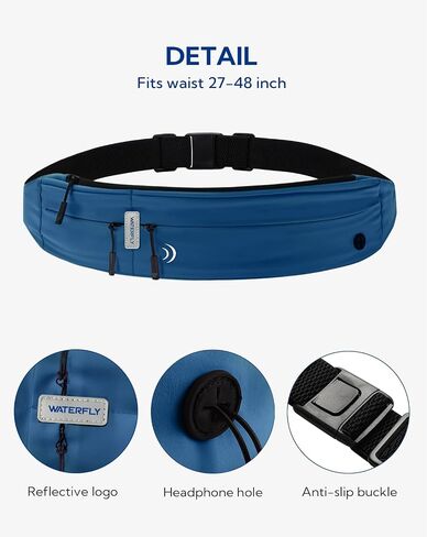 WATERFLY Running Belt Fanny Pack: Runner Marathon Jogging Waist Pack Sport Workout Exercise Fitness Phone Holder Belt for Men Women Jogger Slim Waist Bag Black in Saudi Arabia