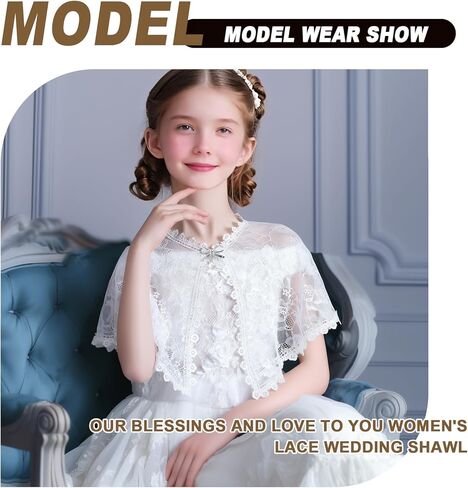 شالات الزفاف الأنيقة للفتيات من الدانتيل للمراهقين، بيضاء مطرزة بالزهور وتتغاضى عن رأس بوليرو فتاة الزهور in Kuwait