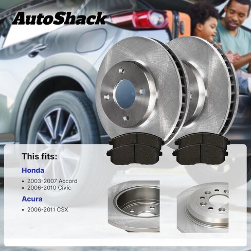 وسادات فرامل دوارة من السيراميك لدوارات الفرامل المحفورة والمشقوقة من AutoShack | بديل لسيارة هوندا أكورد 2003-2007 2006-2010 سيفيك 2006 2008-2011 أكورا CSX | أسود مطلي بالكهرباء | طقم فرامل 6 قطع | حارس الليل in Saudi Arabia