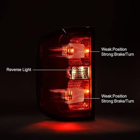 مصابيح فرامل المصابيح الخلفية متوافقة مع 【Chevy Silverado 1500 2500 3500 2014-2019، GMC SIERRA 2500 3500 2015-2019】 جانب الركاب (RH)، عدسة حمراء بدون أسلاك 23431876,84288723,23295939 in Kuwait