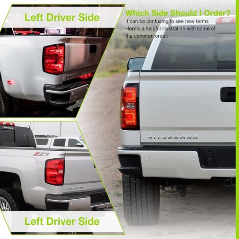 مصابيح فرامل المصابيح الخلفية متوافقة مع 【Chevy Silverado 1500 2500 3500 2014-2019، GMC SIERRA 2500 3500 2015-2019】 جانب الركاب (RH)، عدسة حمراء بدون أسلاك 23431876,84288723,23295939 in Kuwait