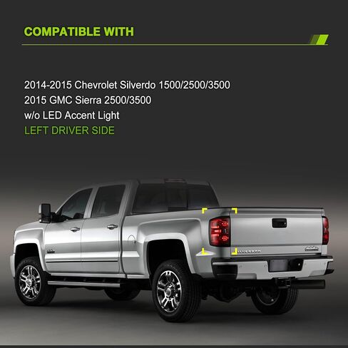 مصابيح فرامل المصابيح الخلفية متوافقة مع 【Chevy Silverado 1500 2500 3500 2014-2019، GMC SIERRA 2500 3500 2015-2019】 جانب الركاب (RH)، عدسة حمراء بدون أسلاك 23431876,84288723,23295939 in Kuwait