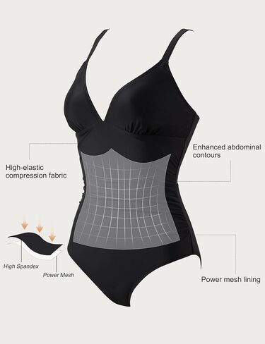 SUUKSESS Women Tummy Control One Piece Swimsuit Sexy V Neck Push Up Bathing Suit in Saudi Arabia