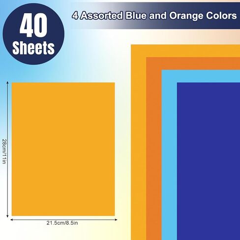 anydesign 40 ورقة 8.5 × 11 بوصة الأزرق والبرتقالي البطاقات الورقية السميكة ورق القصاصات الملونة للازداد دعوة حفلة عيد ميلاد موضوع الكلب ، 65 رطل in Kuwait