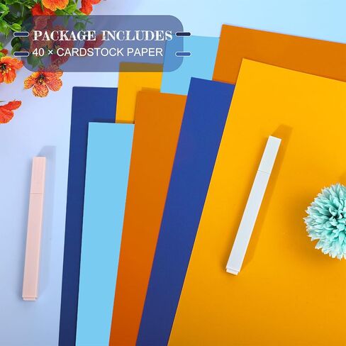 anydesign 40 ورقة 8.5 × 11 بوصة الأزرق والبرتقالي البطاقات الورقية السميكة ورق القصاصات الملونة للازداد دعوة حفلة عيد ميلاد موضوع الكلب ، 65 رطل in Kuwait