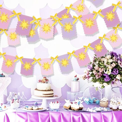 Taobary Purple Sun Flag Banner Purple Sun Hanging Banting Banner Banner Flag Bunting Garland for Wedding Lavender Photo Props Birthday Party Decoration (ذيل السمكة) in Saudi Arabia