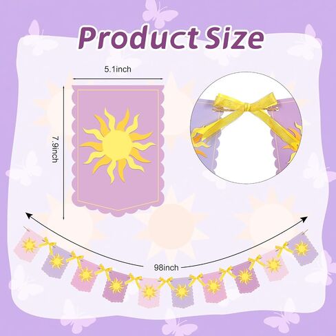 Taobary Purple Sun Flag Banner Purple Sun Hanging Banting Banner Banner Flag Bunting Garland for Wedding Lavender Photo Props Birthday Party Decoration (ذيل السمكة) in Saudi Arabia