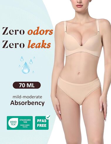 AIRCUTE Washable Leak Proof Incontinence Underwear for Women Absorbency Bladder Control Briefs 70ML,5 Pack (XL,5 Colors) in Kuwait