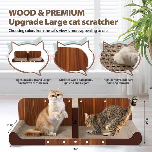 Extra Large Cat Scratcher Bed, 32 Inch Cat Scratching Board Cat Couch, Durable Cardboard Cat Scratcher Lounger, Modern Stylish Cats Bed for Indoor Cats, Furniture Protector in Saudi Arabia