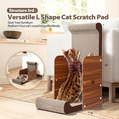 Extra Large Cat Scratcher Bed, 32 Inch Cat Scratching Board Cat Couch, Durable Cardboard Cat Scratcher Lounger, Modern Stylish Cats Bed for Indoor Cats, Furniture Protector in Saudi Arabia