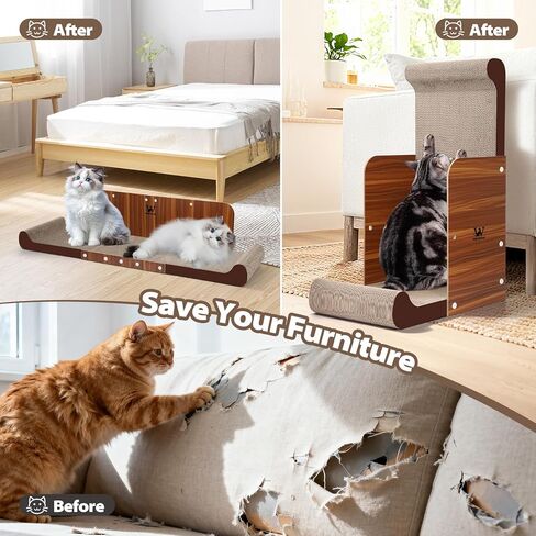 Extra Large Cat Scratcher Bed, 32 Inch Cat Scratching Board Cat Couch, Durable Cardboard Cat Scratcher Lounger, Modern Stylish Cats Bed for Indoor Cats, Furniture Protector in Saudi Arabia