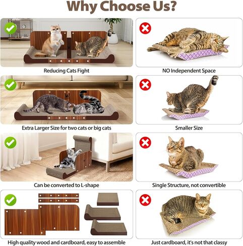 Extra Large Cat Scratcher Bed, 32 Inch Cat Scratching Board Cat Couch, Durable Cardboard Cat Scratcher Lounger, Modern Stylish Cats Bed for Indoor Cats, Furniture Protector in Saudi Arabia