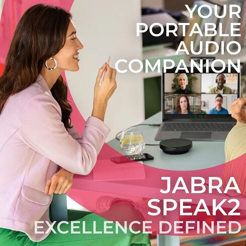 Jabra Speak2 75 UC Bluetooth Speakerphone مع قطعة قماش صغيرة من الألياف الدقيقة ، متوافقة مع الكمبيوتر/جهاز Mac ، والهواتف الذكية والكمبيوتر اللوحي - للمؤتمرات ، والتعلم عن بعد ، والعمل عن بُعد ، ومدرسة ، تدفق in Saudi Arabia