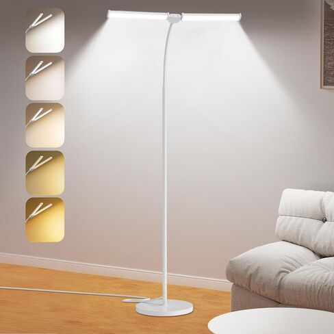 مصباح أرضي LED لغرفة المعيشة ، مصابيح قراءة مشرقة للمكتب ، درجات حرارة ألوان قابلة للتعديل ، سطوع ، رأس مزدوج ، مصباح قائم بذاته ، التحكم عن بُعد والزر ， مصباح طويل القامة في العين ، أسود ، in Saudi Arabia