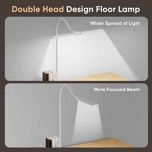 مصباح أرضي LED لغرفة المعيشة ، مصابيح قراءة مشرقة للمكتب ، درجات حرارة ألوان قابلة للتعديل ، سطوع ، رأس مزدوج ، مصباح قائم بذاته ، التحكم عن بُعد والزر ， مصباح طويل القامة في العين ، أسود ، in Saudi Arabia