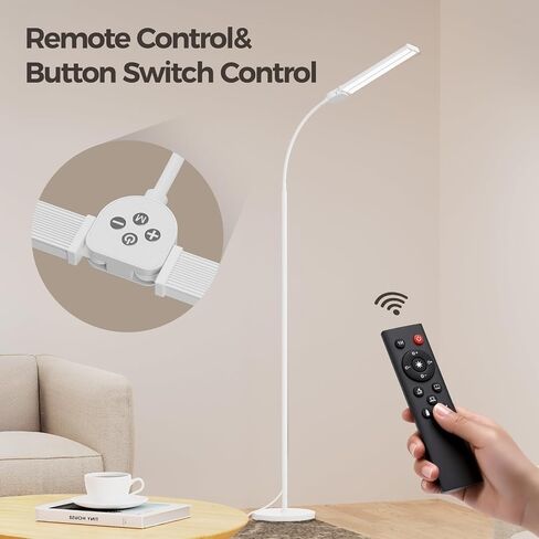 مصباح أرضي LED لغرفة المعيشة ، مصابيح قراءة مشرقة للمكتب ، درجات حرارة ألوان قابلة للتعديل ، سطوع ، رأس مزدوج ، مصباح قائم بذاته ، التحكم عن بُعد والزر ， مصباح طويل القامة في العين ، أسود ، in Saudi Arabia
