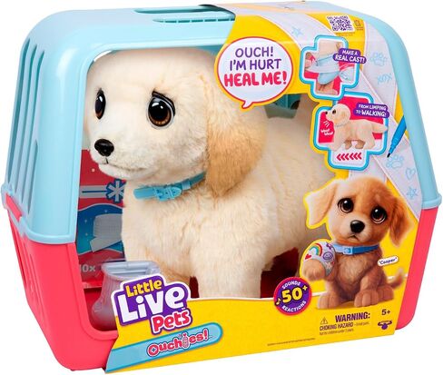 Little Live Pets Ouchies Amazon Exclusive Hazel The Poodle Plush, 50+ Sounds, Limping to Walking Puppy Toy & Carrier, Interactive Toy Dog for Kids 5+ in Saudi Arabia