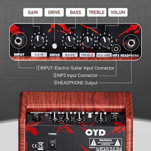 Ktaxon Electric Guitar Amp, 20 Watt Amplifier with 6.5" Speak Built-in Speaker Headphone Jack and Aux Input Jack（MP3） Bass, Volume, Treble, and Gain Controls - Black in Saudi Arabia