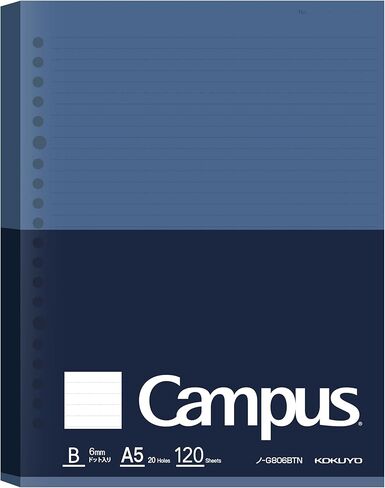 Kokuyo Campus Loose Leaf Paper for Binders, Business Type, Sarasara Smooth Writing, B5, B 6mm Dotted Ruled, 26 Holes, 38 Lines, 120 Sheets, pH Neutral, Bleed Resistant, Japan Import (NO-G836BTN) in Saudi Arabia