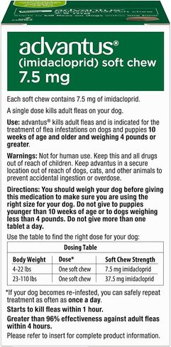 Advantus Dog بسرعة يتصرف علاج البراغيث عن طريق الفم الكلاب الناعمة الكلاب 4 - 22 رطلا. | 30 CT. in Saudi Arabia