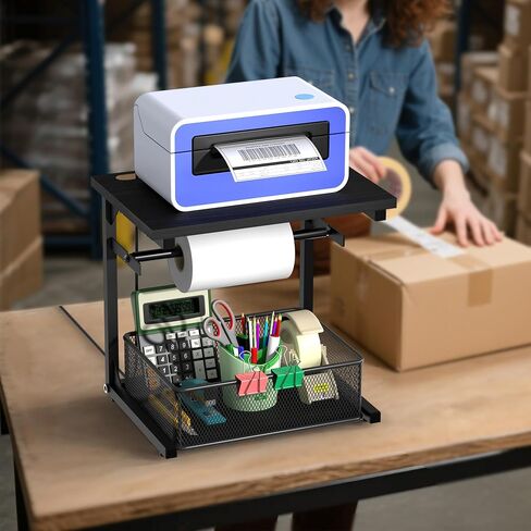 Label Holder for Rolls and Fan-Fold Labels, Shipping Thermal Label Holder with Drawer, Sticker Roll Holder for Desktop Thermal Printer, Label Printer Accessory Supplies for Office, Home,Small Business in Saudi Arabia