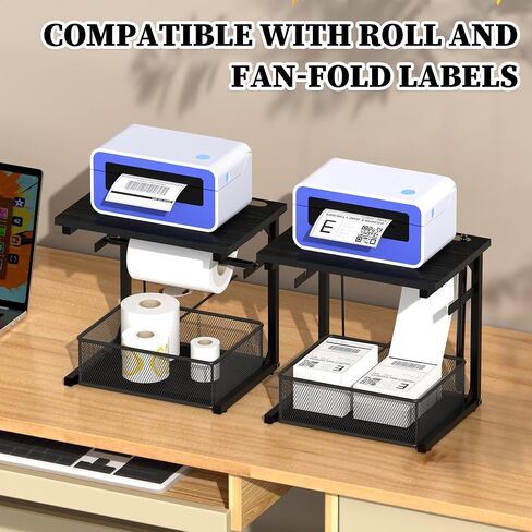 Label Holder for Rolls and Fan-Fold Labels, Shipping Thermal Label Holder with Drawer, Sticker Roll Holder for Desktop Thermal Printer, Label Printer Accessory Supplies for Office, Home,Small Business in Saudi Arabia