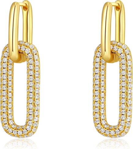 Gold Hoop Earrings for Women Trendy, 14K Gold Plated Chunky Hoops Dangle Thick Huggie Earrings Dainty Hypoallergenic Lightweight Jewelry in Saudi Arabia