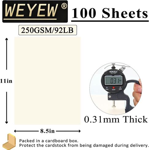 100 ورقة 65 رطل بطاقة كريمة ، 8.5 "× 11" ، بطاقات البطاقة المتميزة ورقة دعوة ورق الترحيب بطاقات تصنيع بطاقات DIY قابلة للطباعة ، غطاء 65 رطل 180 GSM in Kuwait