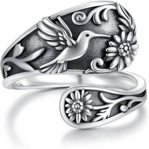 Butterfly Spoon Ring for Women 925 Sterling Silver - Adjustable Vintage Antique Thumb Rings Nature-Inspired Jewelry Gift for Her in Kuwait