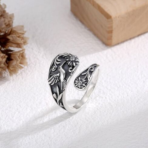 Butterfly Spoon Ring for Women 925 Sterling Silver - Adjustable Vintage Antique Thumb Rings Nature-Inspired Jewelry Gift for Her in Kuwait