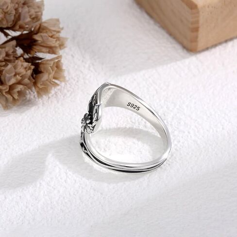 Butterfly Spoon Ring for Women 925 Sterling Silver - Adjustable Vintage Antique Thumb Rings Nature-Inspired Jewelry Gift for Her in Kuwait