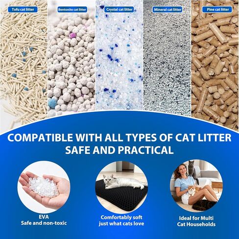 Cat Litter Box Mat Double Layer Trapping Mat Easy-Clean Waterproof Urine Proof(Gray 30x22in) in Saudi Arabia
