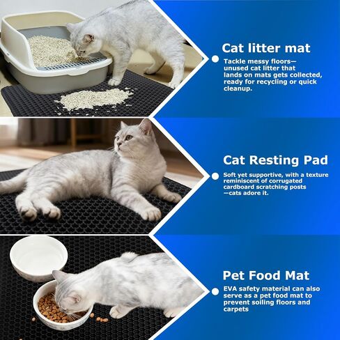 Cat Litter Box Mat Double Layer Trapping Mat Easy-Clean Waterproof Urine Proof(Gray 30x22in) in Saudi Arabia