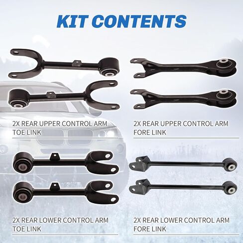 Suspension Control Arm Kit 8 Pcs Compatible With 2012-2023 Tesla Model S, Upper and Lower Control Arm Forward & Rearward, Sway Bar Link in Kuwait