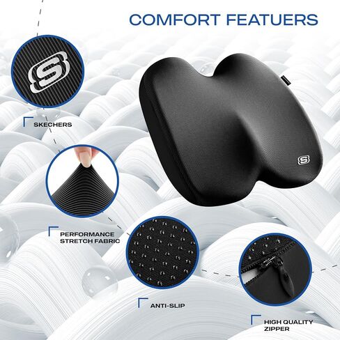Skechers Memory Foam Seat Cushion,Ribbed Fabric Office Chair Cushion for Tailbone Pain Relief,Butt Pillow for Office Chair,Car Seat Cushion,Long Sitting Office Workers,and Car Drivers,Pink in Saudi Arabia