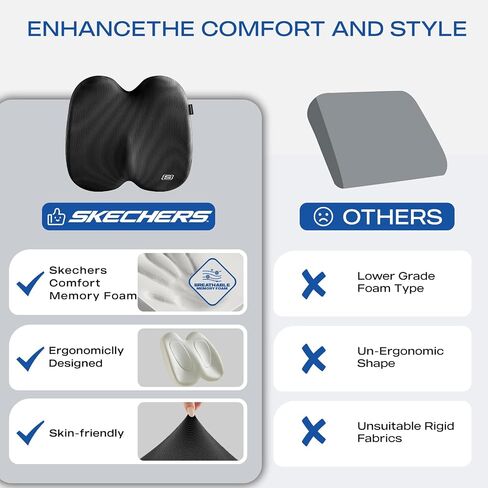Skechers Memory Foam Seat Cushion,Ribbed Fabric Office Chair Cushion for Tailbone Pain Relief,Butt Pillow for Office Chair,Car Seat Cushion,Long Sitting Office Workers,and Car Drivers,Pink in Saudi Arabia