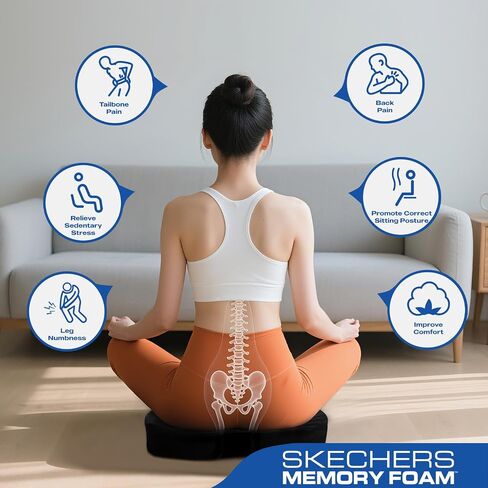 Skechers Memory Foam Seat Cushion,Ribbed Fabric Office Chair Cushion for Tailbone Pain Relief,Butt Pillow for Office Chair,Car Seat Cushion,Long Sitting Office Workers,and Car Drivers,Pink in Saudi Arabia
