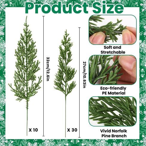 59 PCS Artificial Pine Branches Christmas Faux Pine Greenery Stems Fake Cedar Pine Needles Picks for Christmas Tree Wreath Garland DIY Crafts Holiday Home Decoration in Saudi Arabia