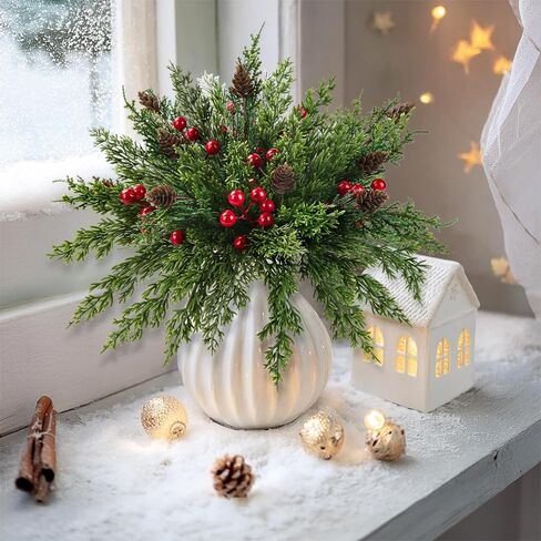 59 PCS Artificial Pine Branches Christmas Faux Pine Greenery Stems Fake Cedar Pine Needles Picks for Christmas Tree Wreath Garland DIY Crafts Holiday Home Decoration in Saudi Arabia