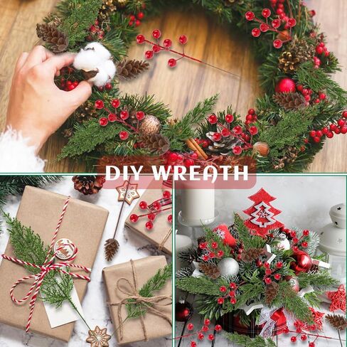 59 PCS Artificial Pine Branches Christmas Faux Pine Greenery Stems Fake Cedar Pine Needles Picks for Christmas Tree Wreath Garland DIY Crafts Holiday Home Decoration in Saudi Arabia