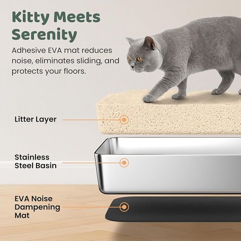 Stainless Steel Litter Box with Lid - XL Enclosed Litter Box for Cats with Collecting Mat - 4 Way Setup Fully Closed, Semi Low, High & Open Kitty Boxes, Leak Proof Metal LitterBox (Black) in Saudi Arabia