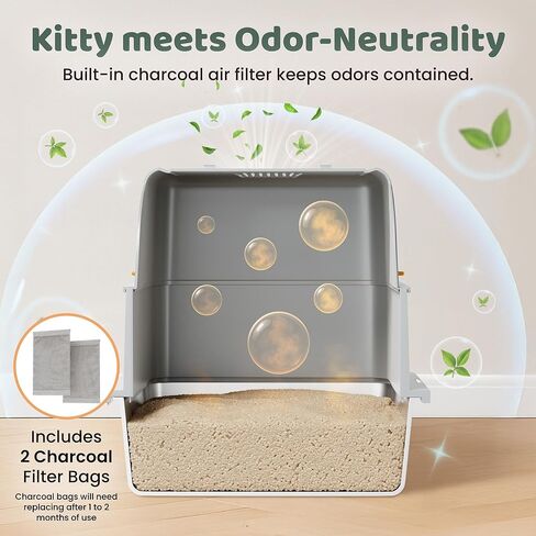 Stainless Steel Litter Box with Lid - XL Enclosed Litter Box for Cats with Collecting Mat - 4 Way Setup Fully Closed, Semi Low, High & Open Kitty Boxes, Leak Proof Metal LitterBox (Black) in Saudi Arabia