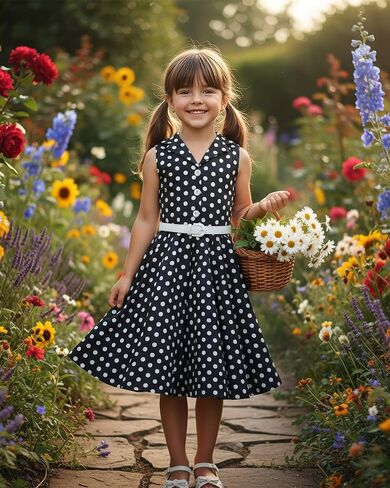 BlackButterfly Kids 'Holly' Vintage Polka Dot 50's Girls Dress in Kuwait