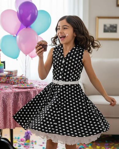 BlackButterfly Kids 'Holly' Vintage Polka Dot 50's Girls Dress in Kuwait
