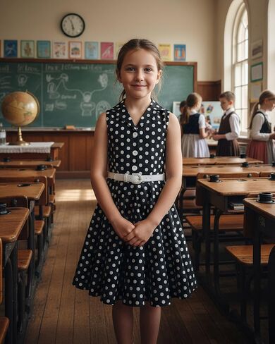 BlackButterfly Kids 'Holly' Vintage Polka Dot 50's Girls Dress in Kuwait