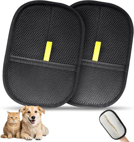 2 PCS فرشاة قفازات إزالة الشعر للحيوانات الأليفة ، وفرشاة الشعر الكهروستاتيكي القابل لإعادة الاستخدام كاتوستاتيكية in Kuwait