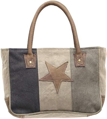 Myra Bag Leather Star Upcycled Canvas Medium Corssbody Bag M-0898 in Saudi Arabia
