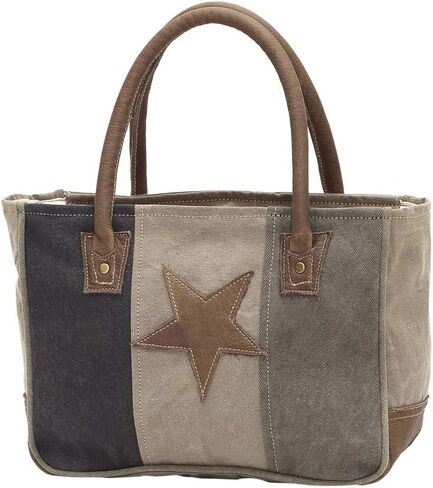 Myra Bag Leather Star Upcycled Canvas Medium Corssbody Bag M-0898 in Saudi Arabia