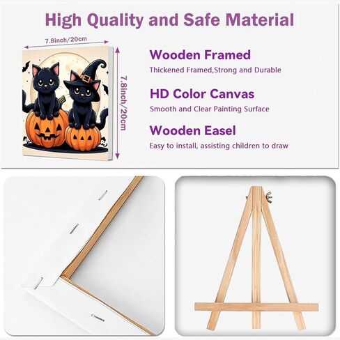 Cviokrdu 2 Pack Paint by Numbers Kit for Kids with Frame-Wooden Easel ، Paint Christmas by Numbers for Kids Ages 4 8 12 ، easy Christmas Acrylic Painting Kits for Home Wall Decoration 8x8 Inch in Kuwait